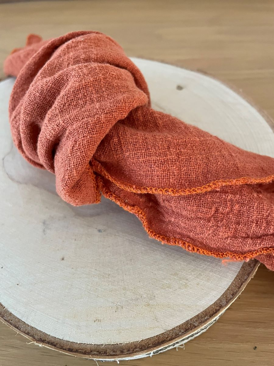 Location serviette de table gaze de coton terracotta mariage anniversaire bapteme Nantes